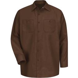 Red Kap Industrial Long Sleeve Work Shirt - Chocolate Brown