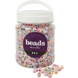 Letter Beads, size 6x6 mm, hole size 3 mm, 700 ml/ 1 tub, 500 g