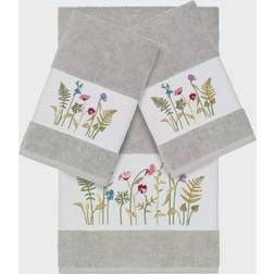 Linum Home Textiles Serenity Embellished Towel Grey (137.16x68.58cm)