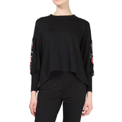 MeMoi Oversized Dropped Sleeve Top - Limo Black
