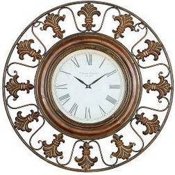 Olivia & May Traditional Large Round Fleur De Lis Wall Clock 38"