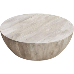 The Urban Port Mango Wood Distressed White Coffee Table 36"