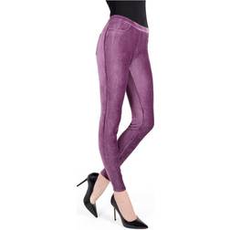 MeMoi Thin-Rib Corduroy Leggings - Purple Grape