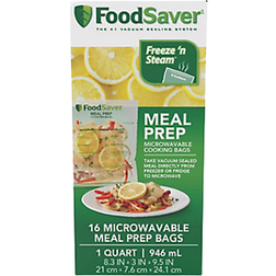 FoodSaver Microwavable Meal Prep Plastic Bags & Foil 16pcs 0.95L