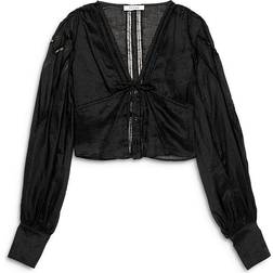 Frame Lace Trim Blouse - Noir