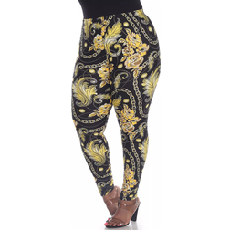 White Mark Printed Leggings Plus Size - Yellow