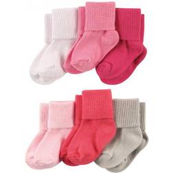 Luvable Friends Basic Cuff Socks 6-pack - Coral and Pink (10726164)