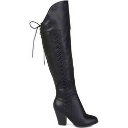 Journee Collection Spritz Faux Leather Wide Calf - Black