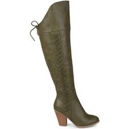 Journee Collection Spritz Faux Leather Wide Calf - Olive