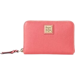 Dooney & Bourke Pebble Grain Large Zip Around Credit Card Case - Hot Pink