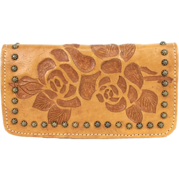 American West Texas Rose Tri-Fold Wallet - Natural Tan