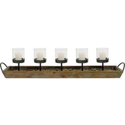 3R Studios Wood and Metal Votive Candle Holder 6.8"