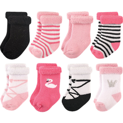 Hudson Rolled Cuff Crew Socks 8-pack - Swan (10754540)