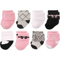 Hudson Rolled Cuff Terry Socks 8-pack - Bows