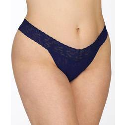 Hanky Panky Plus Size Signature Lace Original Rise Thong - Navy