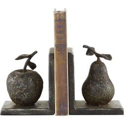 Olivia & May 5" x 4.5" Set of 2 Metal Pear and Apple Sculpture Fruit Bookends Gray Decoration 13cm