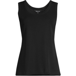 Misook Double Scoop Neck Knit Tank Top - Black