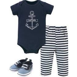 Hudson Baby Cotton Bodysuit, Pant and Shoe Set - Captain (10152885)