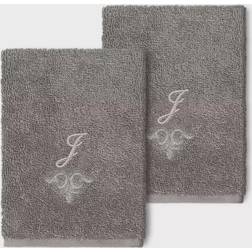 Linum Home Textiles Monogrammed J Guest Towel Gray (33.02x33.02cm)