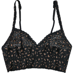 Hanky Panky Cross Dyed Leopard V-Neck Retro Bralette - Black/Praline