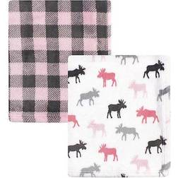 Hudson Cozy Plush Luxury Blankets Pink Moose 2-pack