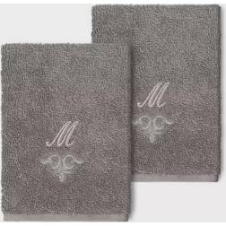 Linum Home Textiles Monogrammed M Guest Towel Gray (33.02x33.02cm)