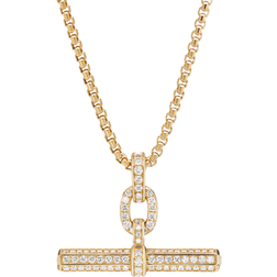 David Yurman Lexington Barrel Pendant - Gold/Diamonds