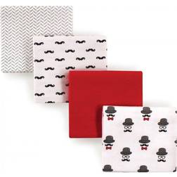 Hudson Flannel Receiving Blankets 4-pack Mustache and Hat
