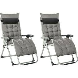 OutSunny Two-Piece Sun Lounger Chair Set: Grey