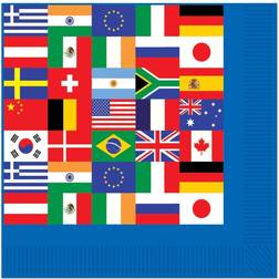 Beistle Kaffeservietter Internationale Flag 12-pak