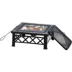 OutSunny Alfresco Traditional Square Fire Pit, black