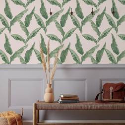 Furn Plantain Wallpaper Teal Blush WP1 TBL