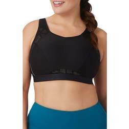 Glamorise No-Sweat Mesh Sports Bra Plus Size - Black