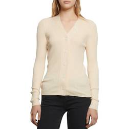 Sandro Gabrielle Ribbed Knit Cardigan - Ecru