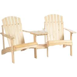 OutSunny Double Adirondack Chair Bench: Natural Garden Bench