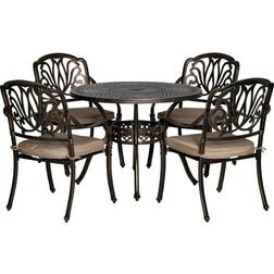 OutSunny Cast Aluminium Table Chair Set: Bronze Four-Seater Set Patio Dining Set