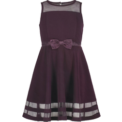 Calvin Klein Girl's Illusion Mesh Hem Dress - Dark Purple