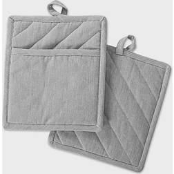 Design Imports Solid Chambray Pot Holders Grey (22.86x20.32cm)