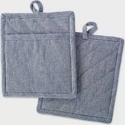 Design Imports Solid Chambray Pot Holder Blue (22.86x20.32)