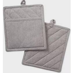 Design Imports Solid Chambray Pot Holder Brown (22.86x20.32cm)