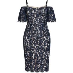 City Chic Lace Whisper Dress - Navy