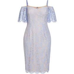 City Chic Lace Whisper Dress - Blue Powder