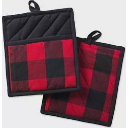 DII Buffalo Pot Holders Black, Red (21.59x20.32cm)