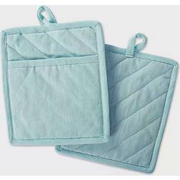 DII Solid Chambray Pot Holder Blue (22.86x20.32cm)