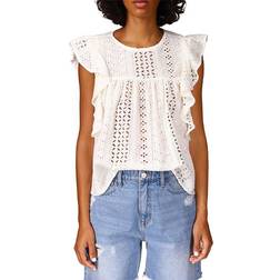 Sanctuary Breezy Eyelet Shell Top - White