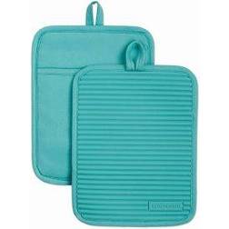 KitchenAid Ribbed Pot Holder Blue (22.86x17.78cm)