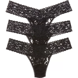 Hanky Panky Signature Lace Low Rise Thongs 3-pack - Black