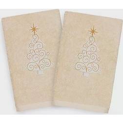 Linum Home Textiles Christmas Scroll Tree Guest Towel Beige (76.2x40.64cm)