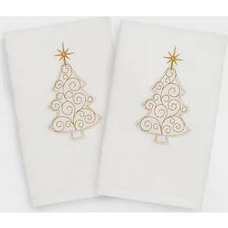 Linum Home Textiles Christmas Scroll Tree Guest Towel White (76.2x40.64cm)