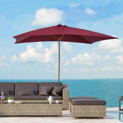 OutSunny Alfresco Wooden Garden Parasol, Wine Red